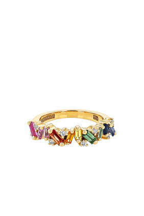 Fireworks Multi-color Sapphire Half-Band Ring